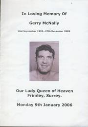 GERRY MCNALLY (GREAT BRITAIN) FUNERAL PROGRAMME 2006
