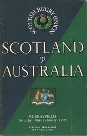 SCOTLAND V AUSTRALIA 1958 RUGBY PROGRAMME