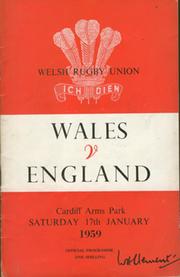 WALES V ENGLAND 1959 RUGBY UNION PROGRAMME