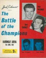 DAVE CHARNLEY V PETER WATERMAN 1958 BOXING PROGRAMME