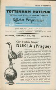 TOTTENHAM HOTSPUR V DUKLA PRAGUE 1961-62 (EUROPEAN CUP) FOOTBALL PROGRAMME