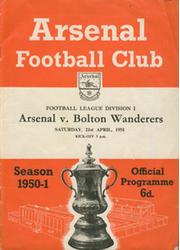 ARSENAL V BOLTON WANDERERS 1951 FOOTBALL PROGRAMME