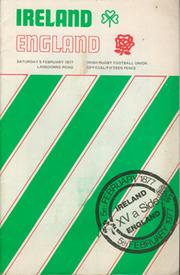 IRELAND V ENGLAND 1977 RUGBY PROGRAMME