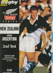 NEW ZEALAND V ARGENTINA 1989  (2ND TEST) RUGBY PROGRAMME