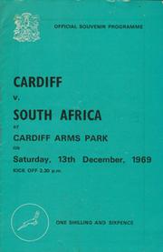 CARDIFF V SOUTH AFRICA 1969/70 RUGBY PROGRAMME