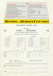 ESSEX V MIDDLESEX 1983 (LORDS) BENSON & HEDGES CUP FINAL