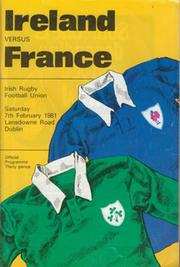 IRELAND V FRANCE 1981 RUGBY PROGRAMME (FRANCE GRAND SLAM SEASON)