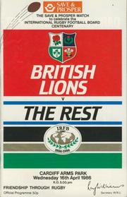 BRITISH LIONS V THE REST 1986 RUGBY UNION PROGRAMME