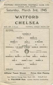 WATFORD V CHELSEA 1944-45 FOOTBALL PROGRAMME
