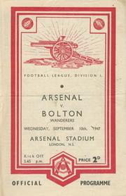 ARSENAL V BOLTON WANDERERS 1947-48 FOOTBALL PROGRAMME (CHAMPIONSHIP SEASON)
