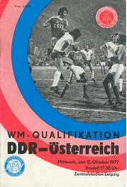  EAST GERMANY V AUSTRIA 1977 FOOTBALL PROGRAMME