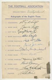 ENGLAND FOOTBALL TEAM 1946 AUTOGRAPH SHEET