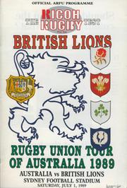 AUSTRALIA V BRITISH LIONS (FIRST TEST) 1989 RUGBY UNION PROGRAMME