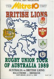 AUSTRALIA V BRITISH LIONS (SECOND TEST) 1989 RUGBY UNION PROGRAMME