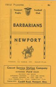 NEWPORT V BARBARIANS 1959 RUGBY PROGRAMME