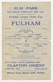 READING V FULHAM 1944 FOOTBALL PROGRAMME