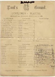 GENTLEMEN V PLAYERS 1880 CRICKET SCORECARD