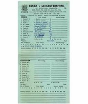 ESSEX V LEICESTERSHIRE 1958 CRICKET SCORECARD