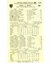 EAST V WEST 1948 (SIMS 10 WKTS) CRICKET SCORECARD