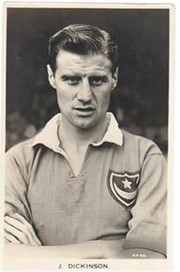 JIMMY DICKINSON (PORTSMOUTH & ENGLAND) C1955 FOOTBALL POSTCARD