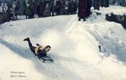 LUGE COMPETITOR IN ACTION (SWITZERLAND) postcard