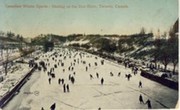 CANADIAN WINTER SPORTS: SKATING ON THE DON RIVER, TORONTO, CANADA (postcard)