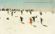 CHILDREN ENJOYING THE WINTER SPORTS, TORONTO, CANADA (postcard)