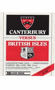 CANTERBURY V BRITISH ISLES 1983 RUGBY PROGRAMME