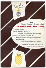 SURREY COUNTY CRICKET CLUB HANDBOOK FOR 1963