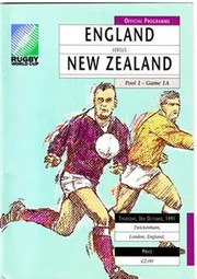 ENGLAND V NEW ZEALAND 1991 RUGBY WORLD CUP PROGRAMME