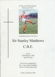 STANLEY MATTHEWS 2000 SERVICE OF THANKSGIVING
