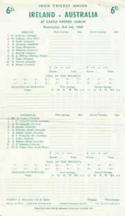 IRELAND V AUSTRALIA 1968 CRICKET SCORECARD