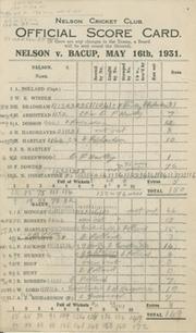 NELSON V BACUP 1931 CRICKET SCORECARD - LEARIE CONSTANTINE
