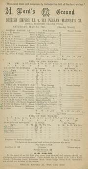 BRITISH EMPIRE XI V SIR PELHAM WARNER