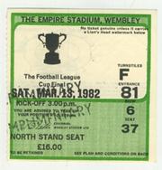 LIVERPOOL V TOTTENHAM HOTSPUR 1982 LEAGUE CUP FINAL FOOTBALL TICKET