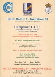 BAT AND BALL C.C. INVITATION XI V HAMPSHIRE C.C.C. 1995 (BROADHALFPENNY DOWN) CRICKET PROGRAMME