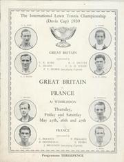 GREAT BRITAIN V FRANCE 1939 (DAVIS CUP) TENNIS PROGRAMME
