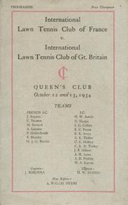 GREAT BRITAIN V FRANCE 1934 (QUEEN
