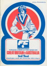 GREAT BRITAIN V AUSTRALIA 1978 (3RD TEST) RUGBY LEAGUE PROGRAMME