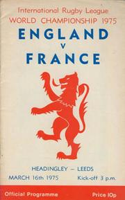ENGLAND V FRANCE 1975 RUGBY LEAGUE PROGRAMME