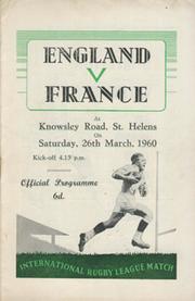 ENGLAND V FRANCE 1960 RUGBY LEAGUE PROGRAMME