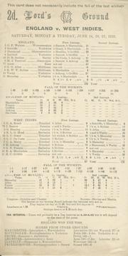 ENGLAND V WEST INDIES 1933 (LORD