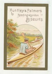 HUNTLEY AND PALMERS BISCUITS TRADE CARD C. 1880 - CANOEING