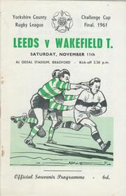 LEEDS V WAKEFIELD TRINITY 1961 YORKSHIRE COUNTY CHALLENGE CUP FINAL PROGRAMME