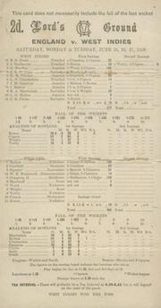 ENGLAND V WEST INDIES 1939 (LORD