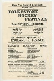 ENGLAND V FRANCE 1926 HOCKEY FLYER (FOLKESTONE HOCKEY FESTIVAL)