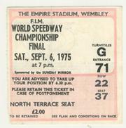 WORLD SPEEDWAY CHAMPIONSHIP FINAL 1975 TICKET