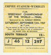 WORLD SPEEDWAY CHAMPIONSHIP FINAL 1969 TICKET