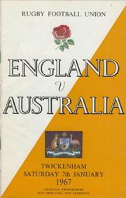 ENGLAND V AUSTRALIA 1967 RUGBY PROGRAMME