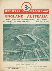 ENGLAND V AUSTRALIA 1948 RUGBY PROGRAMME